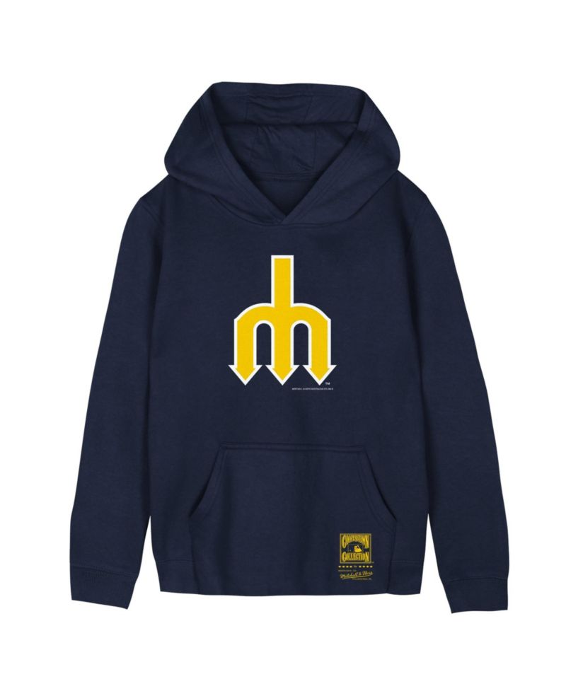 Big Boys and Girls Navy Seattle Mariners Retro Logo Hoodie