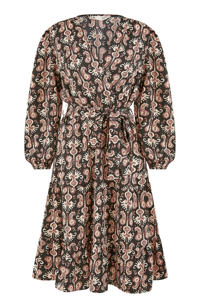 Women's Ikat Long Sleeve Skater Midi Dress