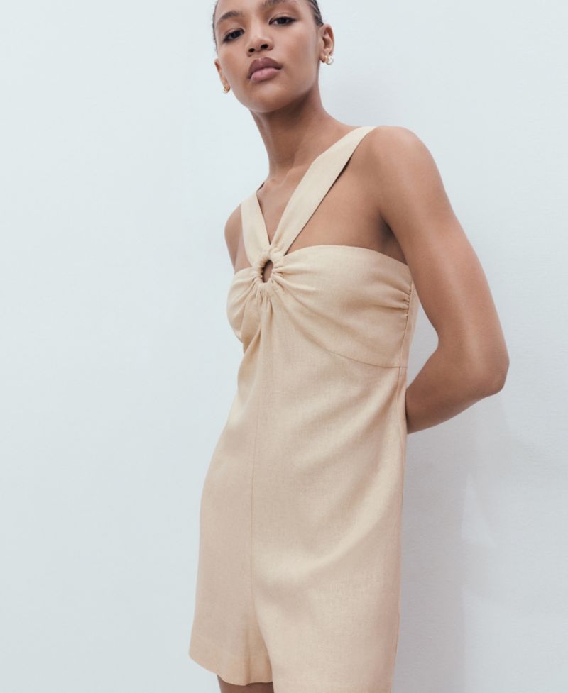 Women's Hoop Detail Linen Jumpsuit