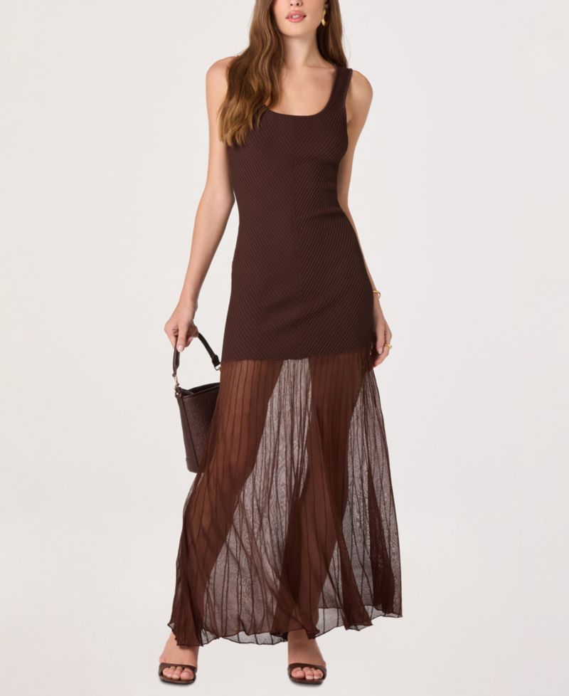 Women's Drop-Waist Scoop Neck Maxi Dress