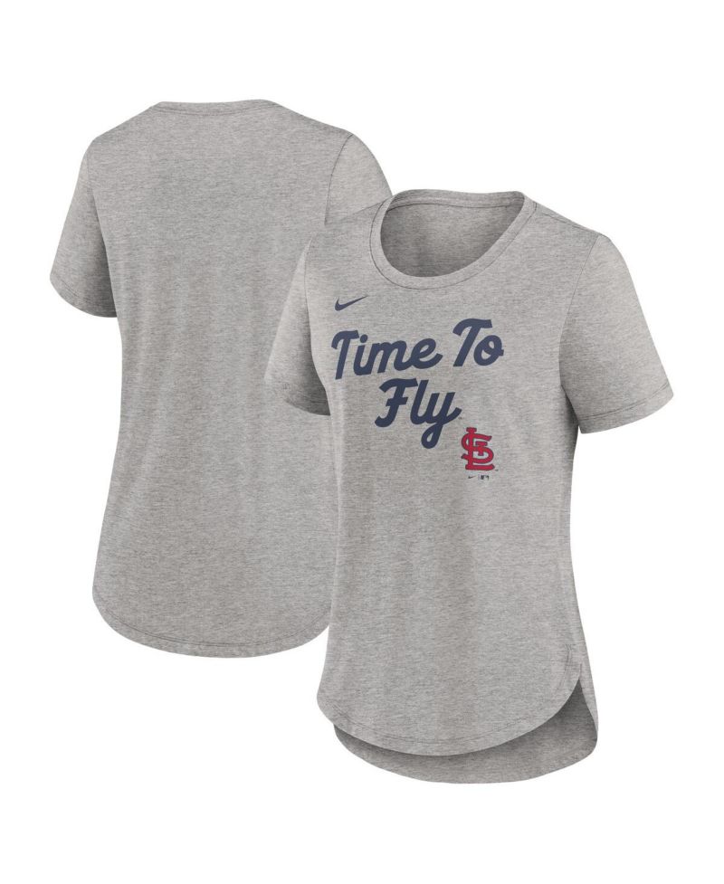 Women's Heather Gray St. Louis Cardinals Script Tri-Blend T-Shirt