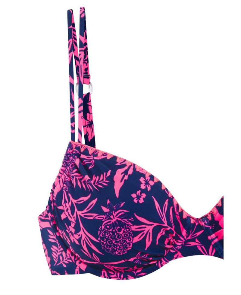Women's Floral Print Tropical Removable Pads Underwire Bikini Top