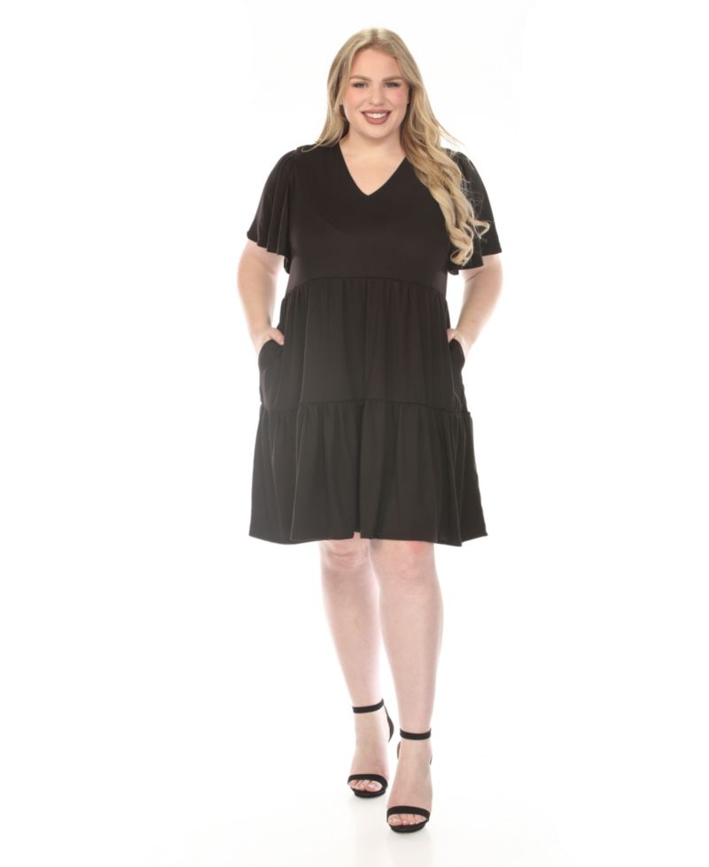 Plus Size V-Neck Short-Sleeve Dress