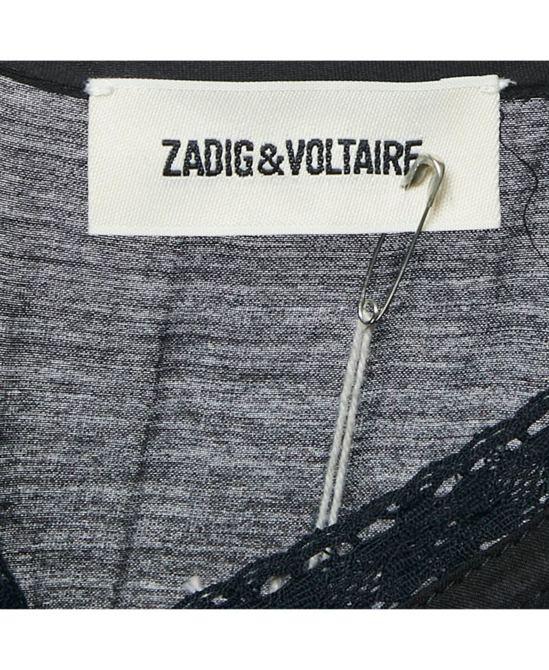 Women's Pre-Owned Zadig and Voltaire Black Lace Trim Rilli Cotton Asymmetric Midi Dress