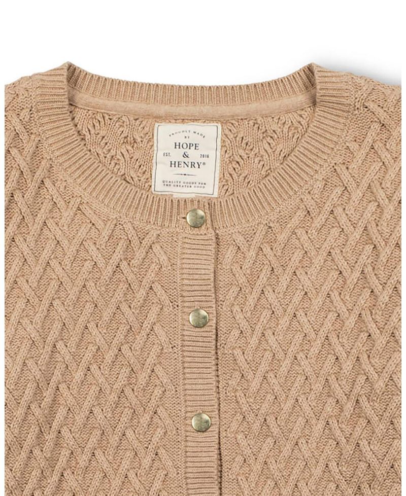 Women's Hope and Henry Organic Herringbone Stitch Cardigan Sweater
