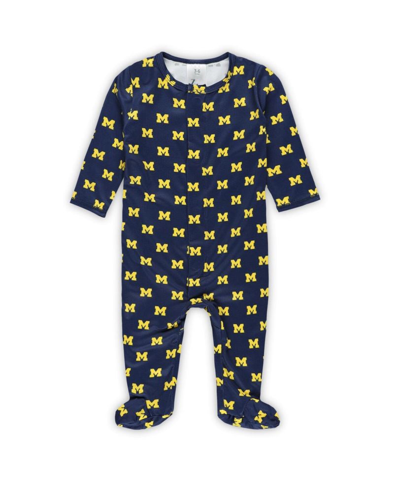 Baby Boys and Girls Navy Michigan Wolverines Magnetic Closure Sleeper