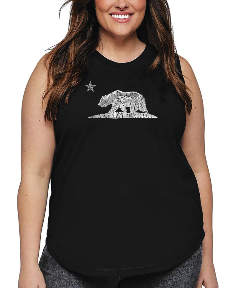 Plus Size California Bear Word Art Tank Top