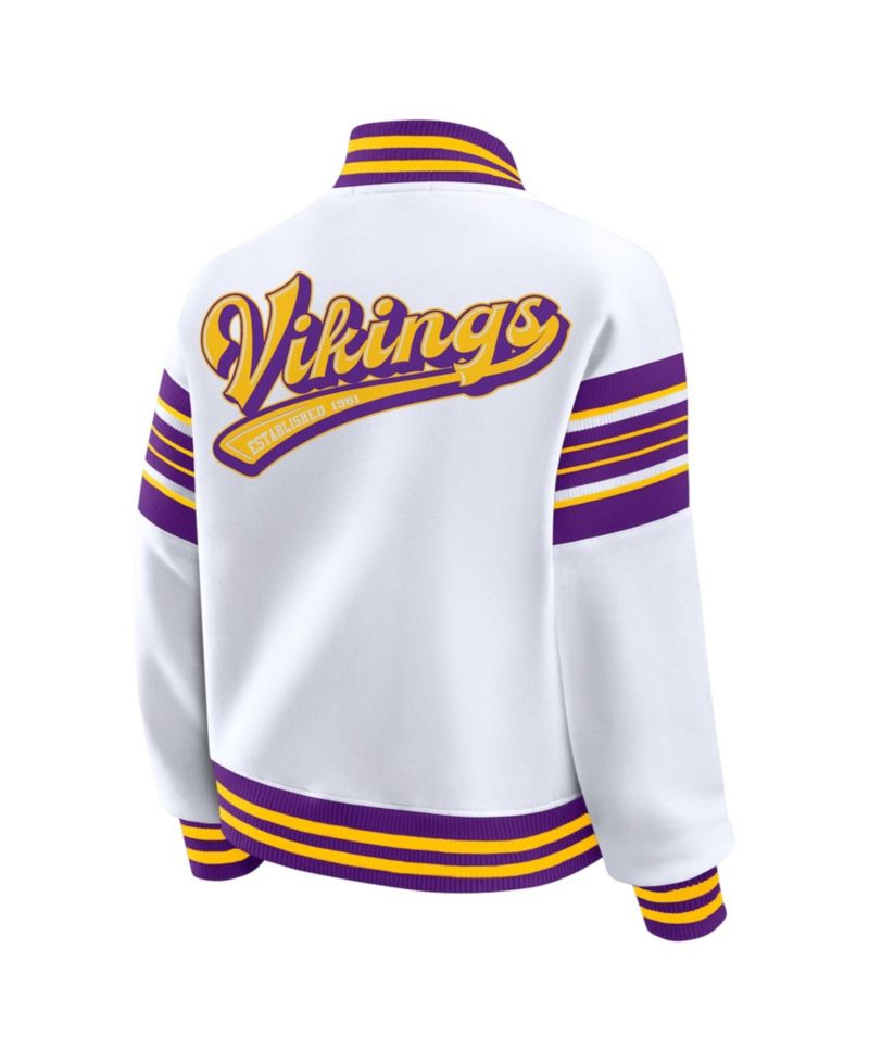 Women's White Minnesota Vikings Plus Size Full-Snap Fleece Sweatshirt Jacket