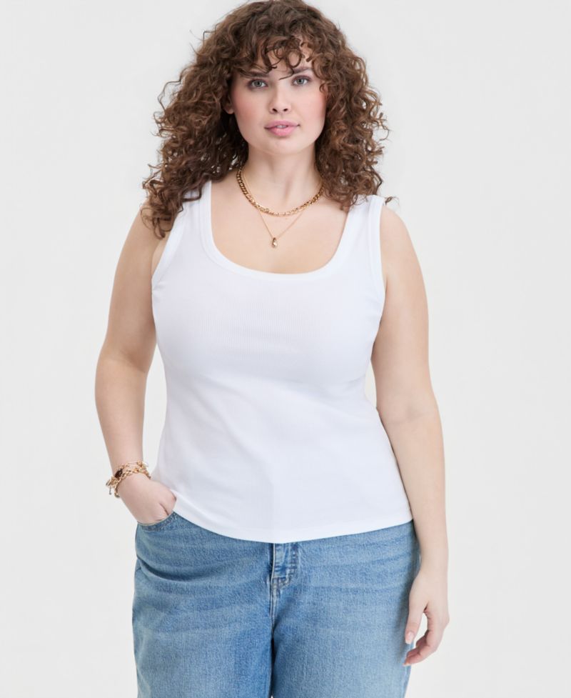 Trendy Plus Size Double Scoop-Neck Tank