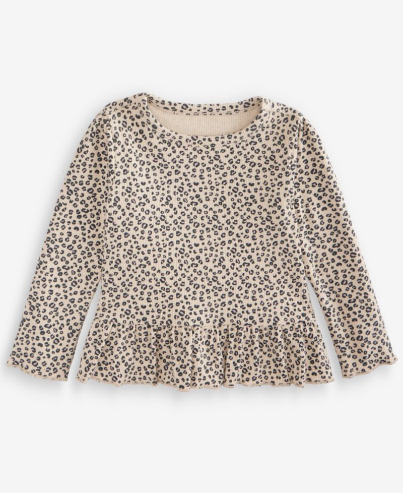 Baby Girls' 3M-24M Mix & Match Long-Sleeve Leopard-Print Peplum Top