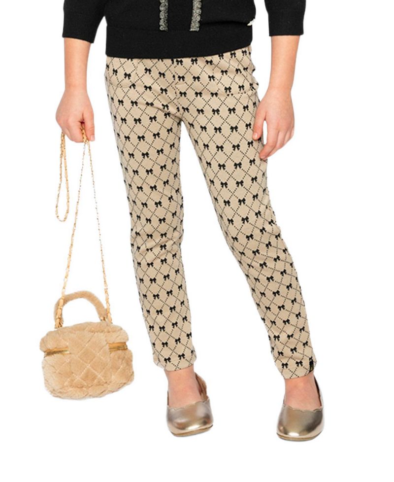 Big Girls (6-14) Treggings Bow Tie Print