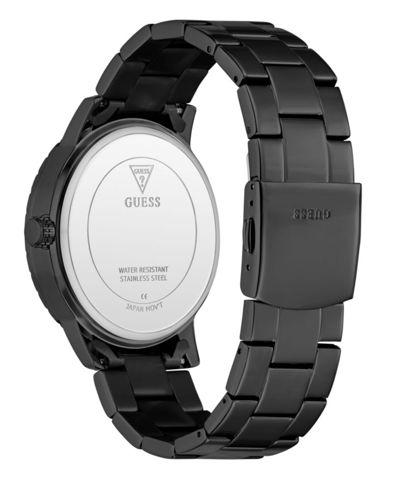 Men's Quartz Black Stainless Steel Watch 44mm