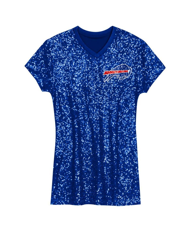 Big Girls Josh Allen Royal Buffalo Bills Sequin Player Name & Number V-Neck Dress