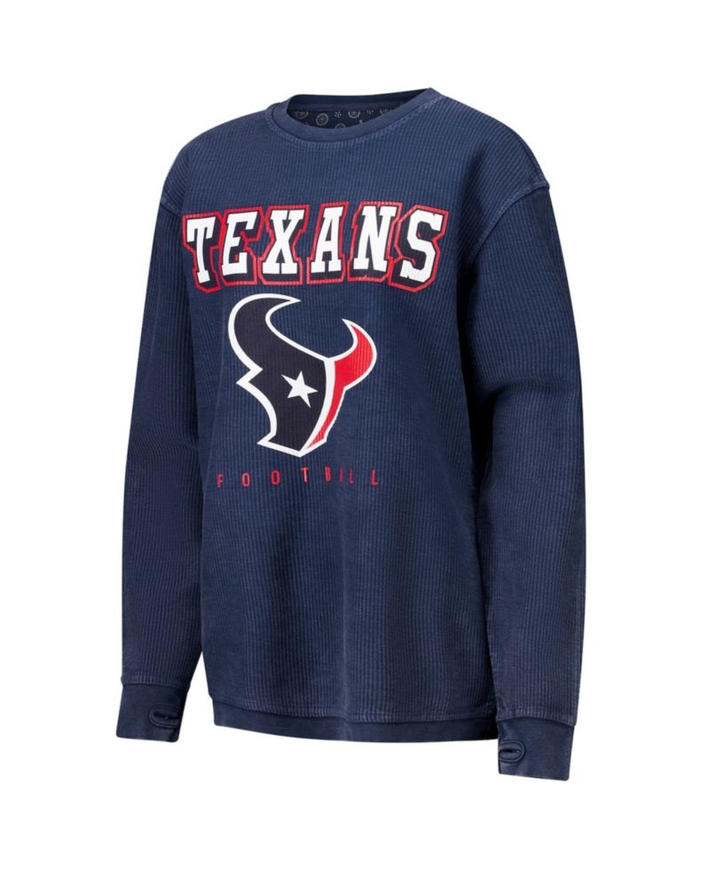 Women's Navy Houston Texans Comfy Cord Pullover Sweatshirt