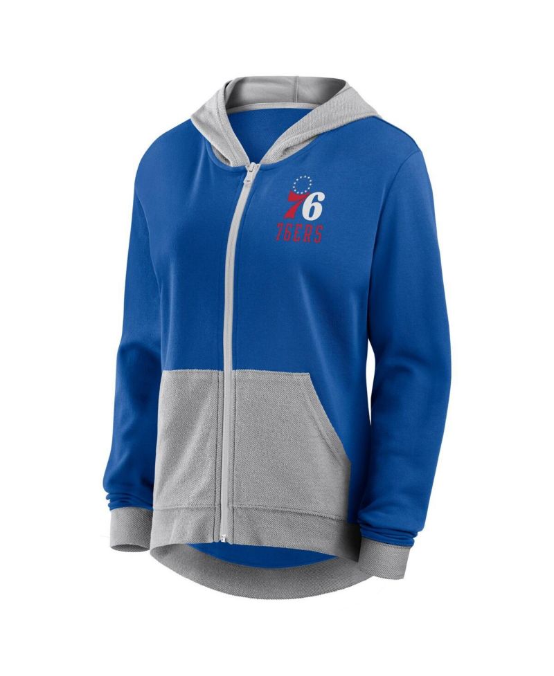 Women's Royal Philadelphia 76ers Hit It French Terry Full-Zip Hoodie
