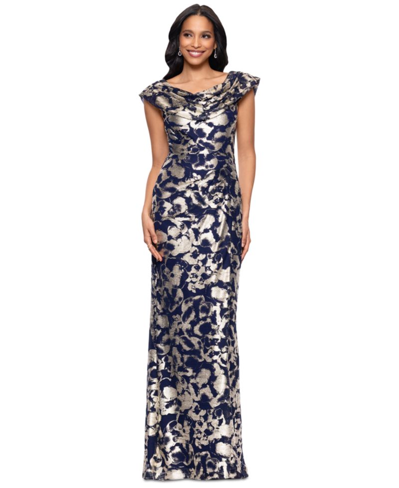 Women's Floral-Foil Powermesh Sheath Dress