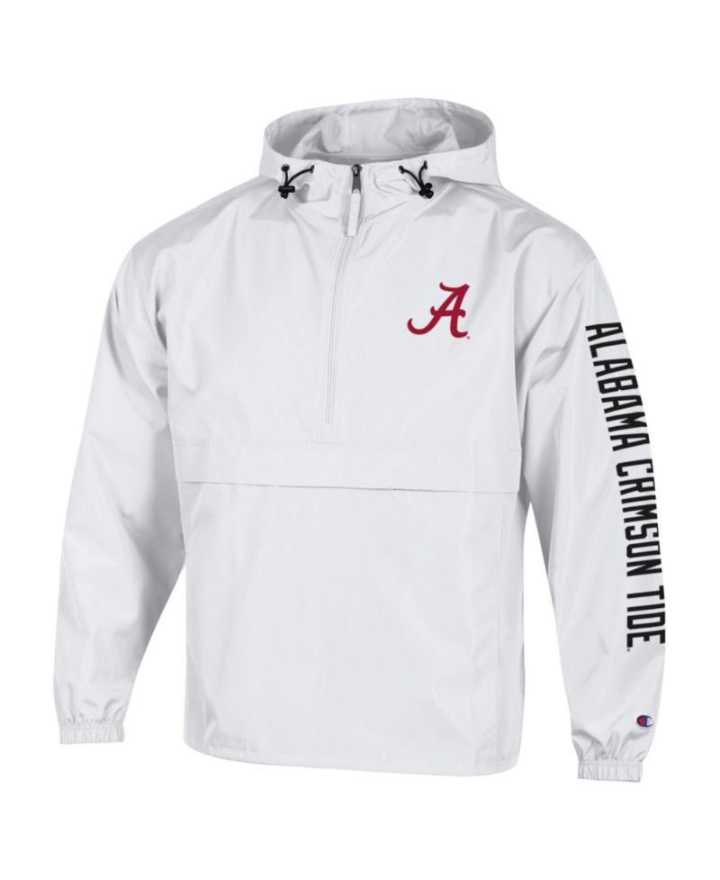 Men's White Alabama Crimson Tide Cloud Packable Half-Zip Hooded Jacket