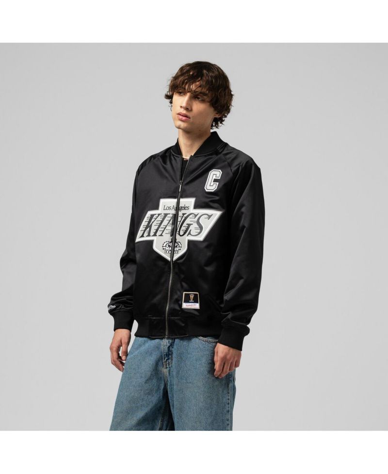 Men's and Women's Wayne Gretzky Black Los Angeles Kings Maxed Out Full-Zip Satin Jacket