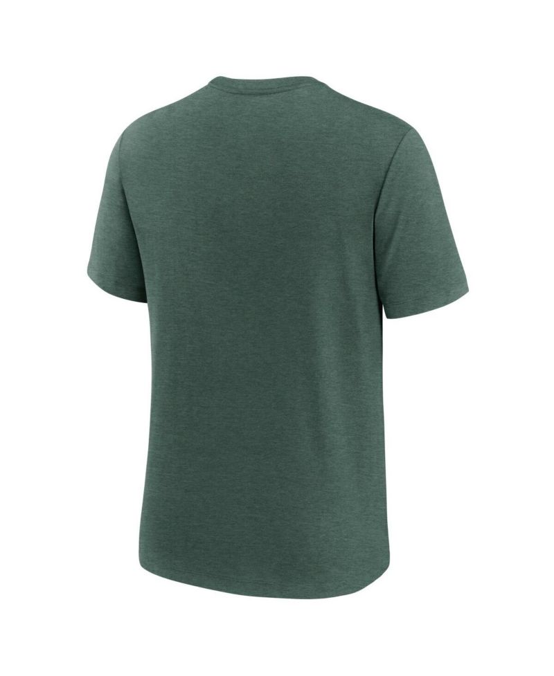 Men's Heather Green Athletics Logo Tri-Blend T-Shirt