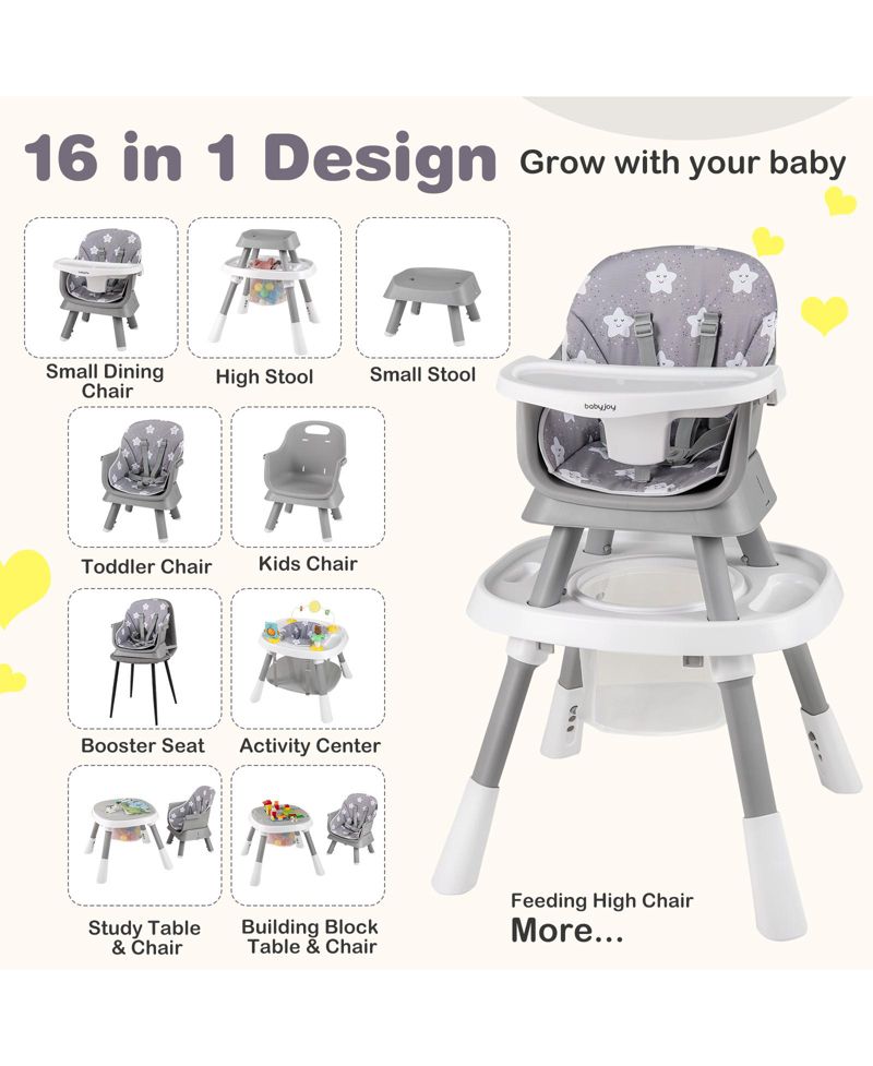 16 in 1 Baby High Chair with Activity Center and Booster