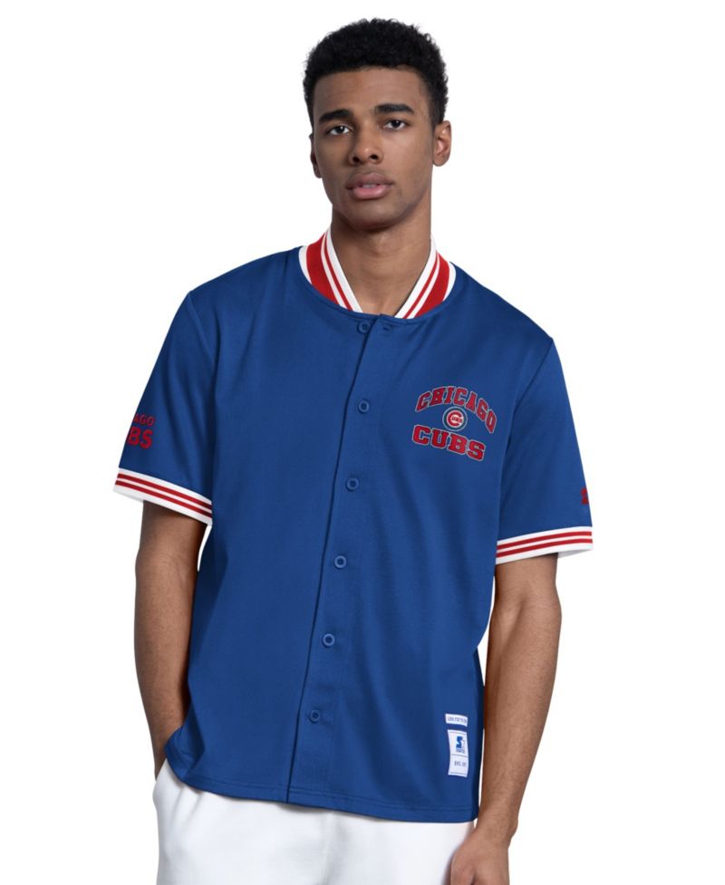 Men's Royal Chicago Cubs Button-Up Short Sleeve Jacket