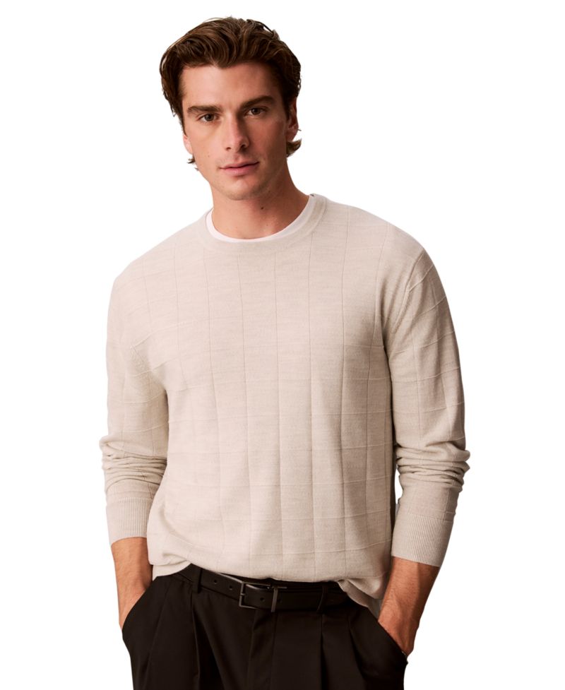 Men's Merino Grid Lightweight Crewneck Sweater