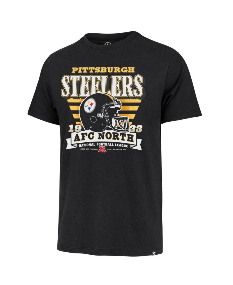 Men's Black Pittsburgh Steelers Stripe Splash Franklin Throwback T-Shirt