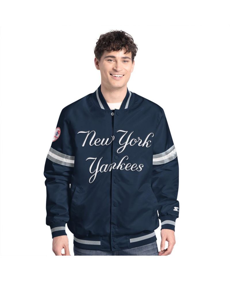 Men's Navy New York Yankees Scout Full-Snap Varsity Jacket