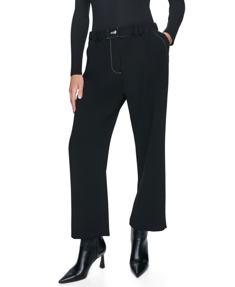 Women's High-Rise Contrast-Stitching Tab-Pocket Pants