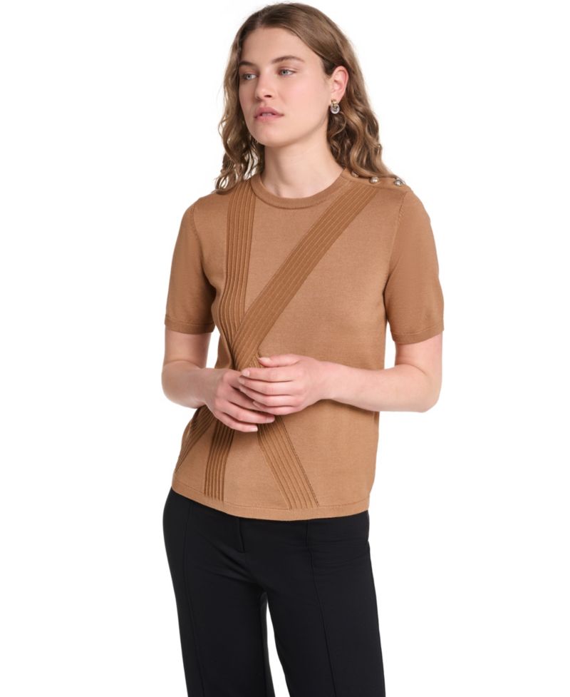 Petite Crewneck Short-Sleeve Sweater