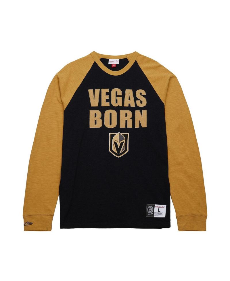 Men's Black/Gold Vegas Golden Knights Legendary Slub Raglan Long Sleeve T-Shirt