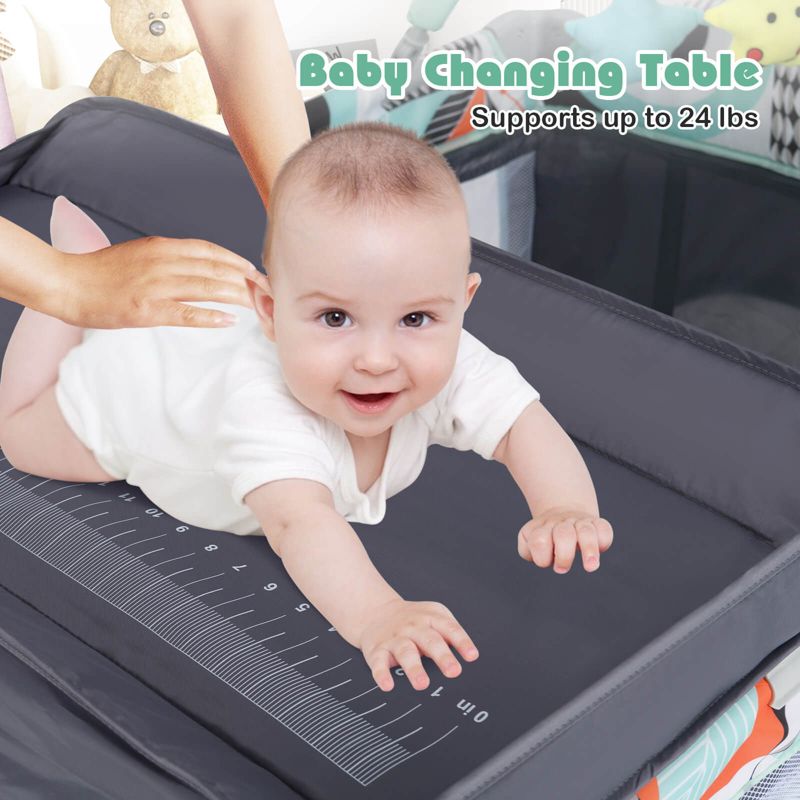 3 in 1 Baby Playard Infant Nursery Center w/ Zippered Door Mint