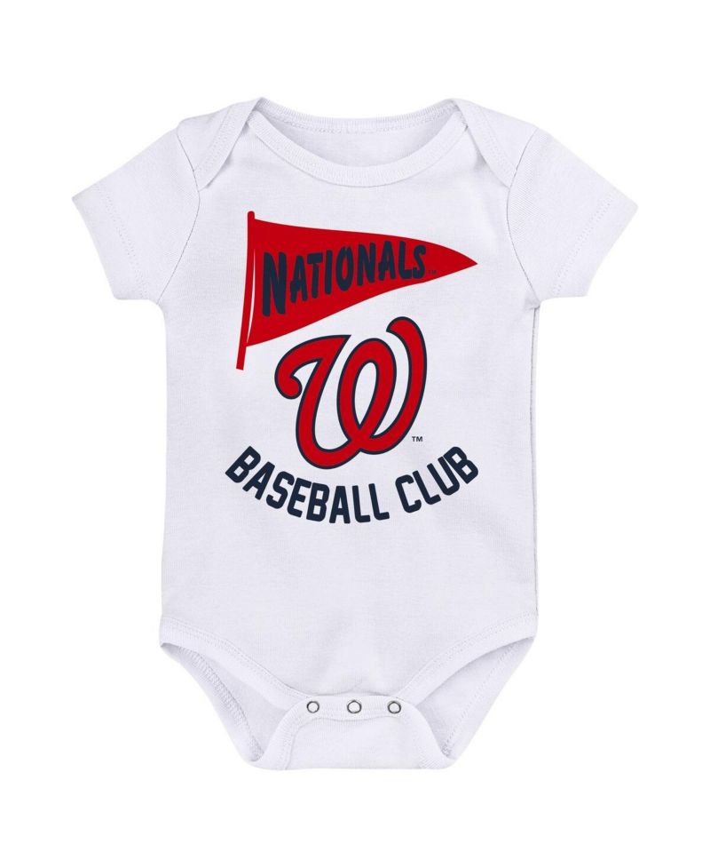 Baby Boys and Girls 3-Pack Washington Nationals Fan Pennant Bodysuit Set