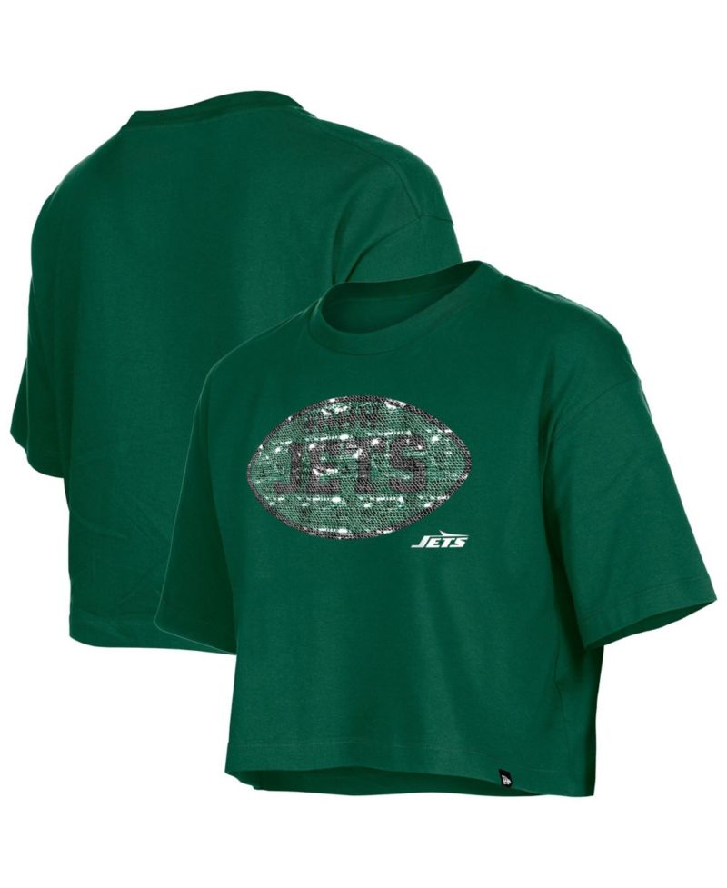 Girl's Green New York Jets Flip Sequin Boxy T-Shirt