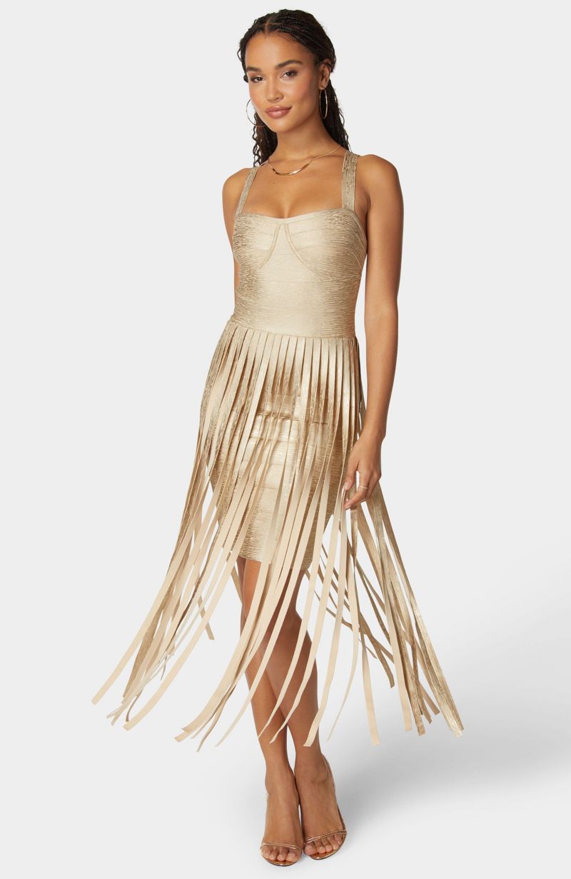 Women's Bandage Fringe Maxi Dress