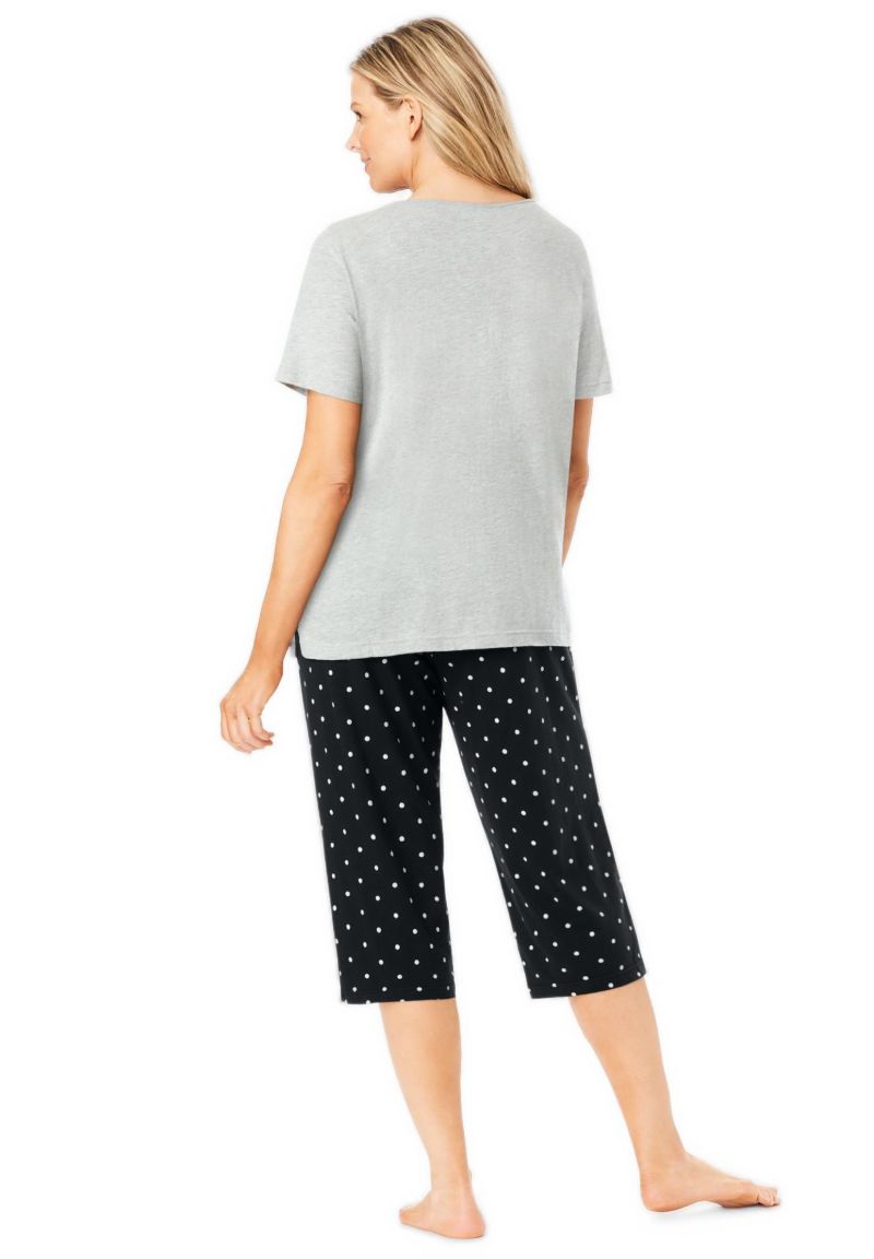 Plus Size Dreams and Co. 2-Piece Capri Cotton PJ Set