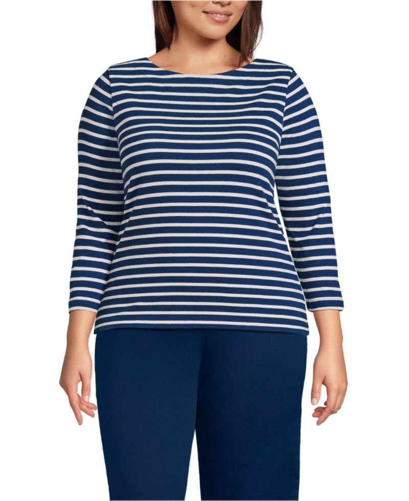 Plus Size Mariner Jersey Boatneck Top