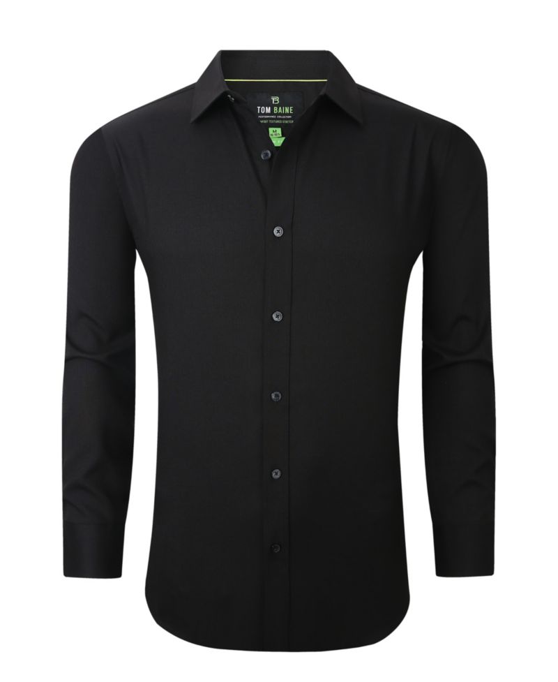 Men's Four-Way Stretch Solid Textured Button Down Dress Shirt