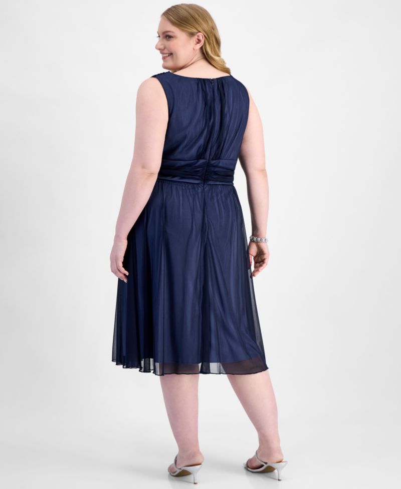 Plus Size Sleeveless Chiffon Midi Dress