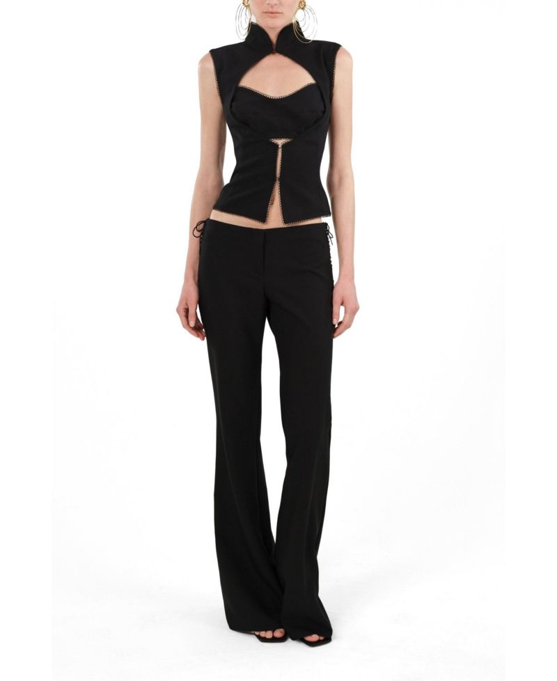 Women's Side-Tie Low-Rise Slim Fit Trousers