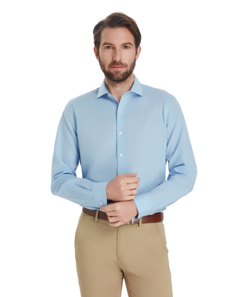 Men's Slim-Fit Linen Dress Shirt