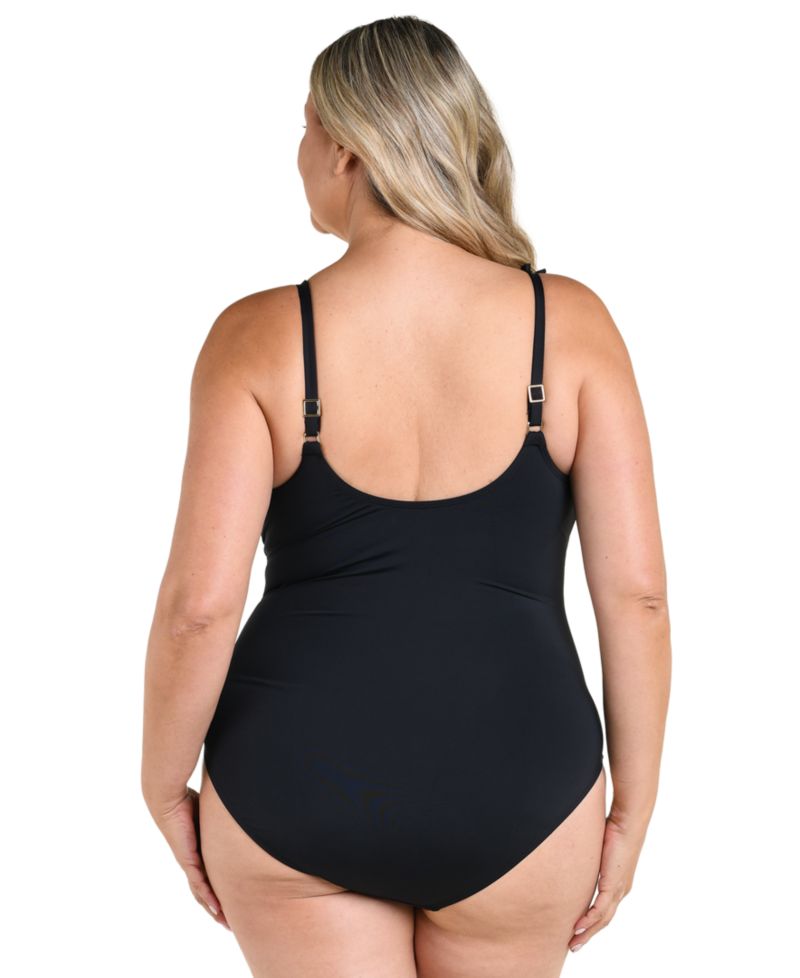 Plus Size Island Goddess Ruffle V-Neck One-Piece Swimsuit