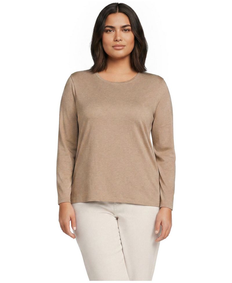 Plus Size Supima Cotton Long Sleeve Crewneck T-Shirt