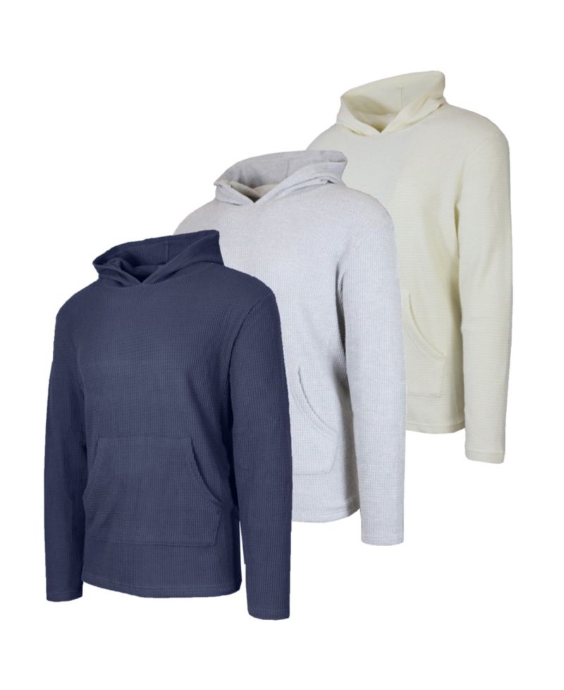 Men's Waffle Knit Thermal Pull-On Hoodies, 3-Pack