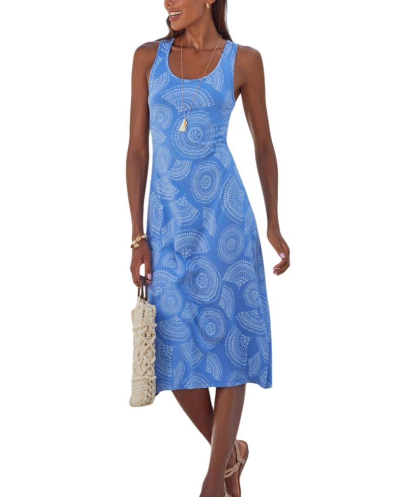 Women's Printed Racerback Scoop-Neck Midi Dress