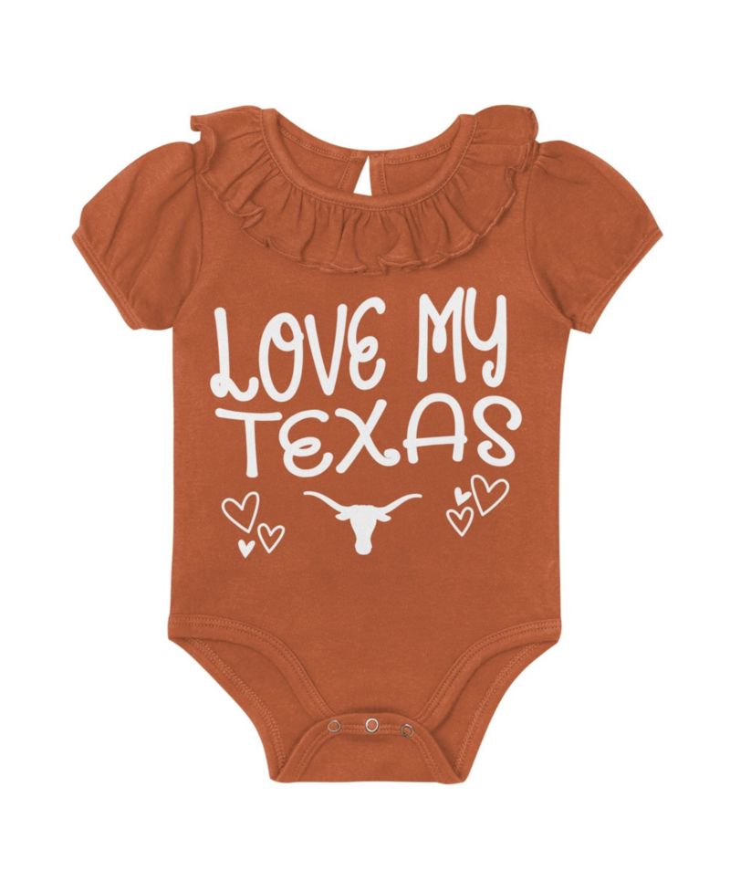 Baby Boys and Girls Texas Orange/Gray Texas Longhorns Two-Pack Playtime Ruffle Bodysuit Set