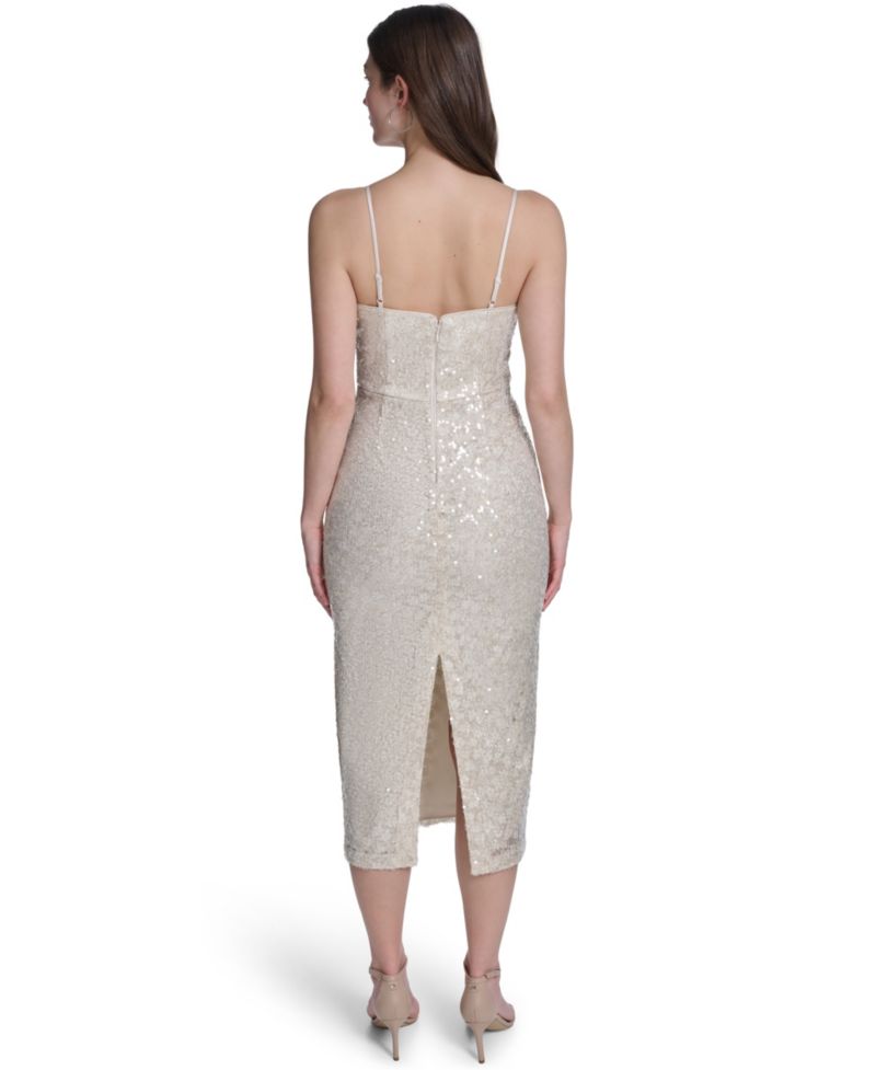 Women's Spaghetti Strap V-Neck Midi Dress