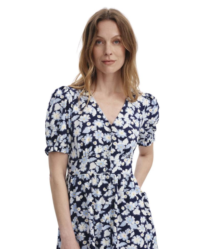 Women's Samantha Floral Puff-Sleeve Empire-Waist Midi Dress