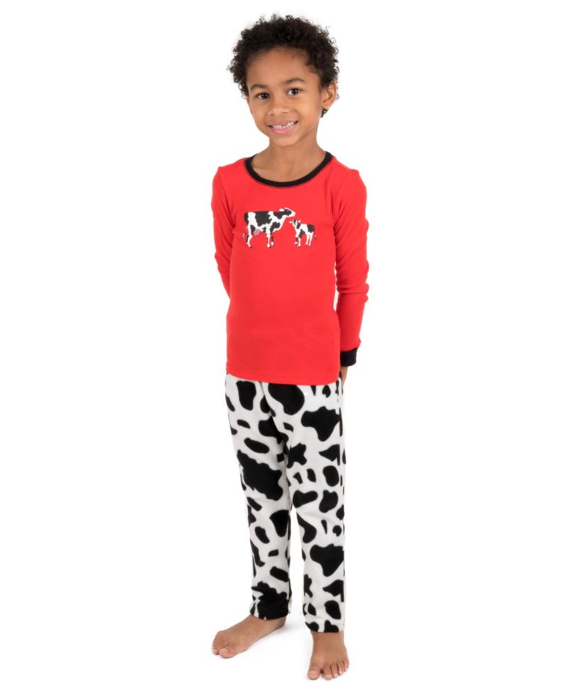 Toddler Matching Family Two-Piece Cotton Top and Fleece Pants Holiday Pajamas (2T-5T)