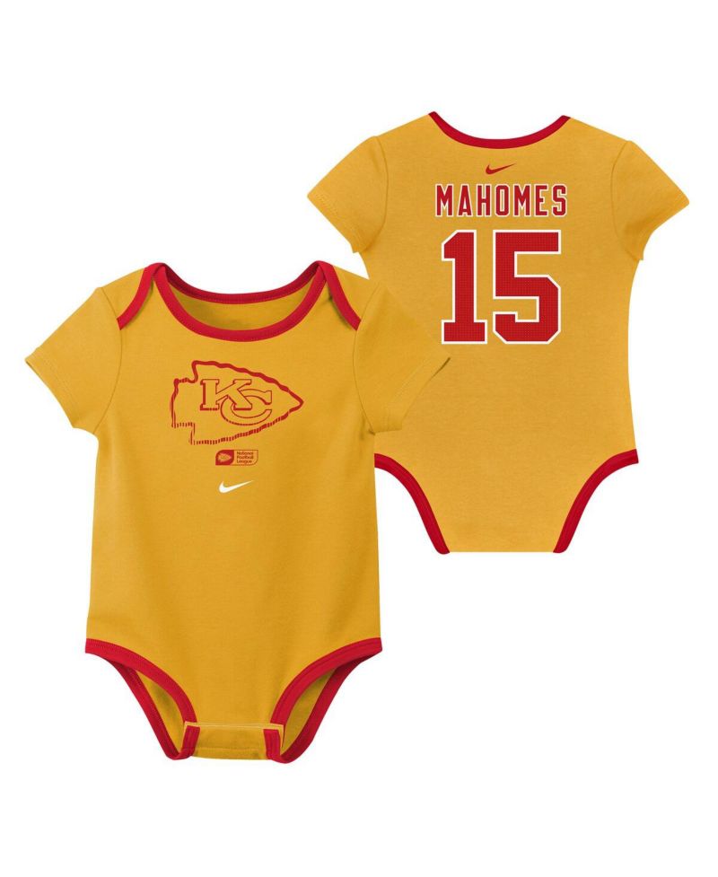 Baby Boys and Girls Patrick Mahomes Kansas City Chiefs Name & Number 3-Pack Bodysuit Set